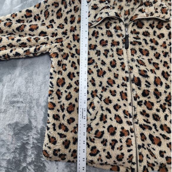 Torrid Jacket Womens 1 1X 14/16 Brown Animal Print Sherpa Full Zip Pockets Soft - Picture 8 of 9